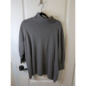 Avenue Womens Charcoal Grey Turtleneck Knit Oversized Sweater Plus Size 26/28
